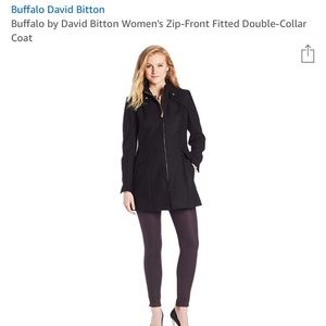 Buffalo David Bitton Zip-Front Fitted black coat